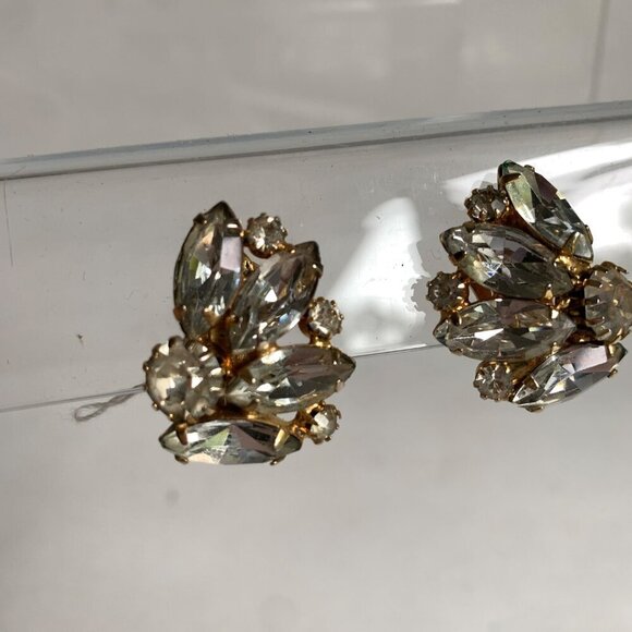 Vintage Rhinestone Clip On Earrings - Picture 3 of 4